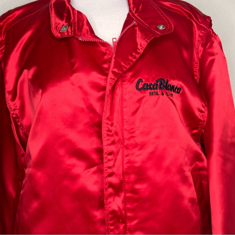 Vintage Las Vegas SATIN BOMBER BUTTON UP JACKET - Picture 4 of 8